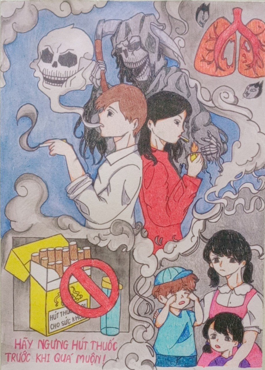 Vẽ tranh phòng chống tác hại của thuốc lá  THCS Nguyễn Trãi